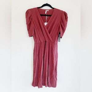 NWT Burgundy Red‎ Slinky Cap Sleeve Dress V Neck Dress